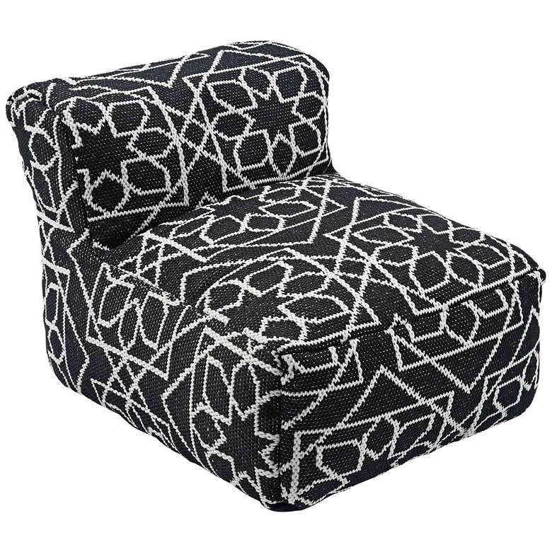Image 2 TOV Chiara 27" Wide Black and White Fabric Outdoor Accent Pouf
