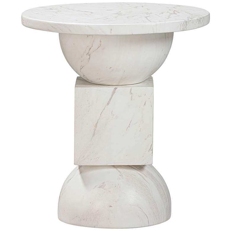 Image 1 TOV Chip 16" Wide White Marble Print Modern Concrete Side Table