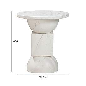 Image5 of TOV Chip 16" Wide White Marble Print Modern Concrete Side Table more views