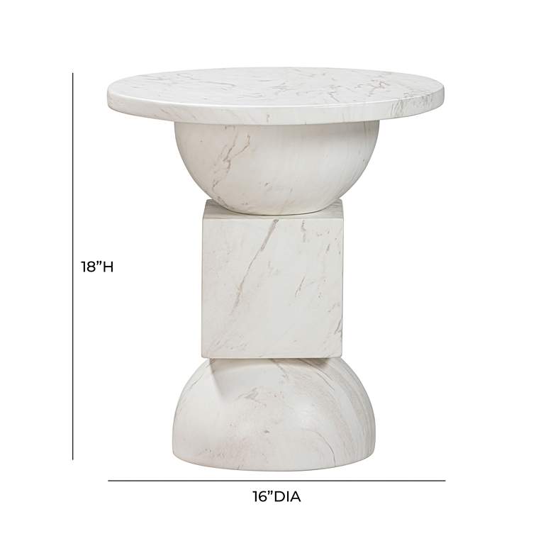 Image 5 TOV Chip 16" Wide White Marble Print Modern Concrete Side Table more views