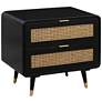 2_TOV Christine 27" Black and Natural Cane 2-Drawer Modern Nightstand