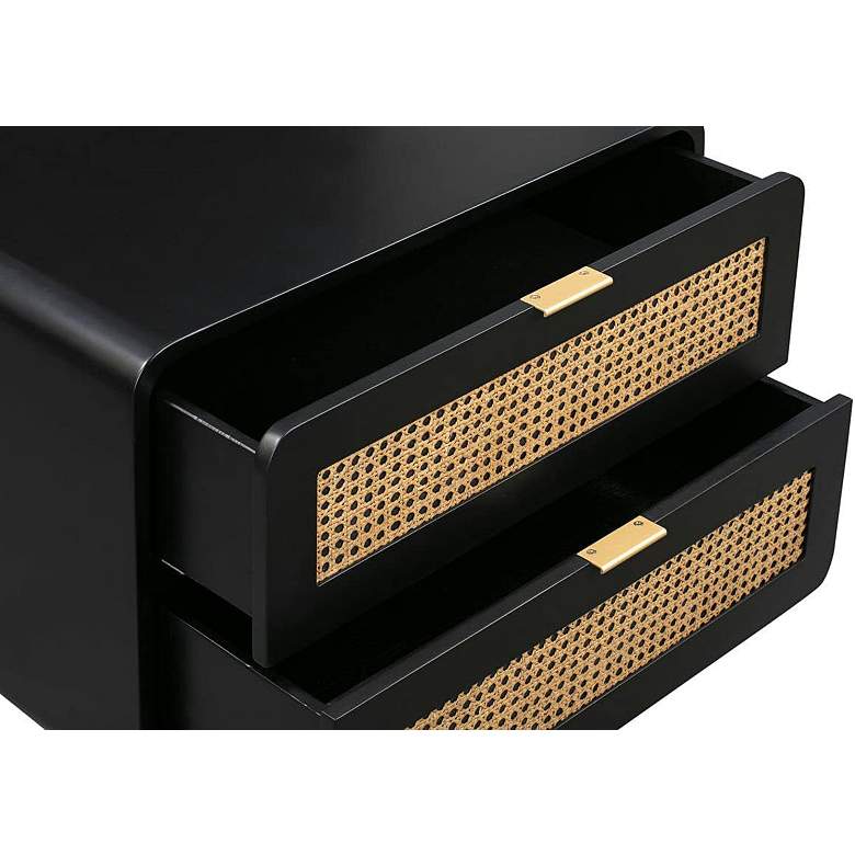 Image 3 TOV Christine 27" Black and Natural Cane 2-Drawer Modern Nightstand more views