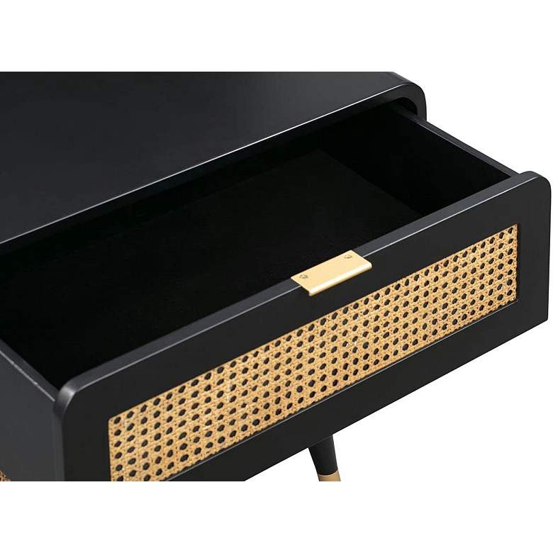 Image 4 TOV Christine 27" Black and Natural Cane 2-Drawer Modern Nightstand more views