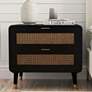 TOV Christine 27" Black and Natural Cane 2-Drawer Modern Nightstand