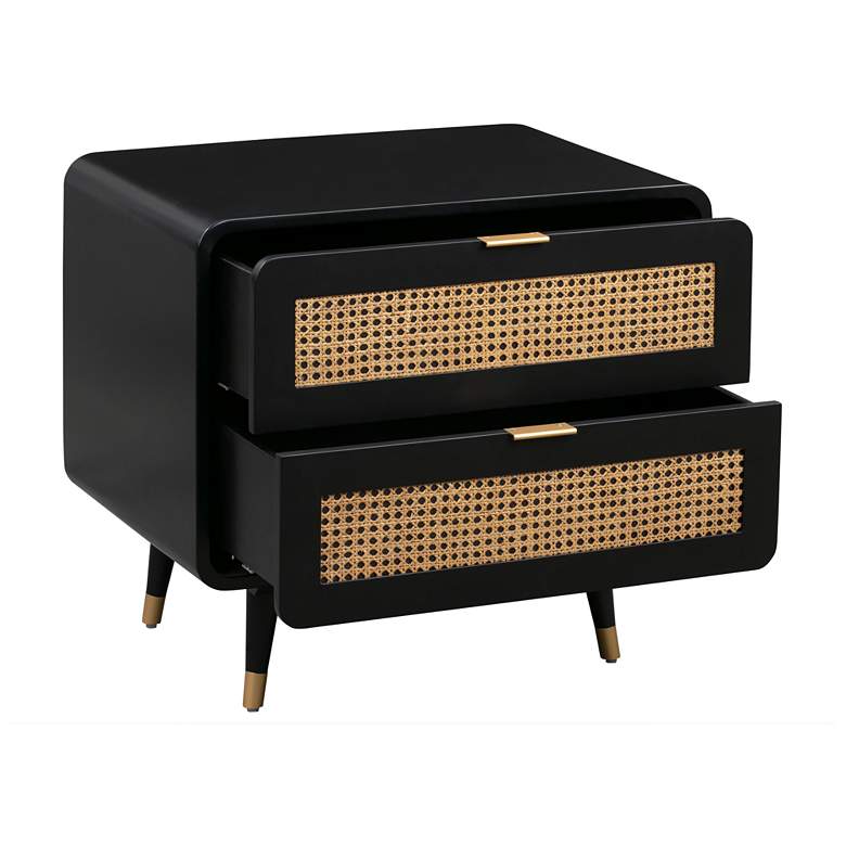 Image 2 TOV Christine 27" Wide Black 2-Drawer Modern Nightstands Set of 2 more views
