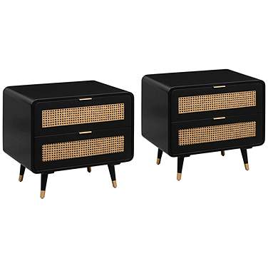 TOV Christine 27" Wide Black 2-Drawer Modern Nightstands Set of 2