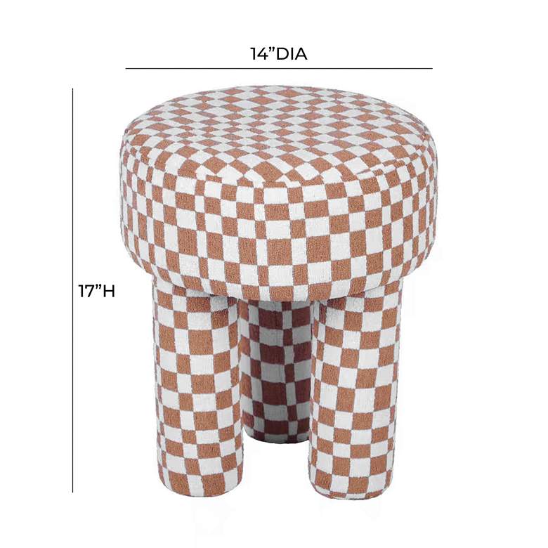 Image 5 TOV Claire 14" Wide Brown Checkered Boucle Modern Accent Stool more views