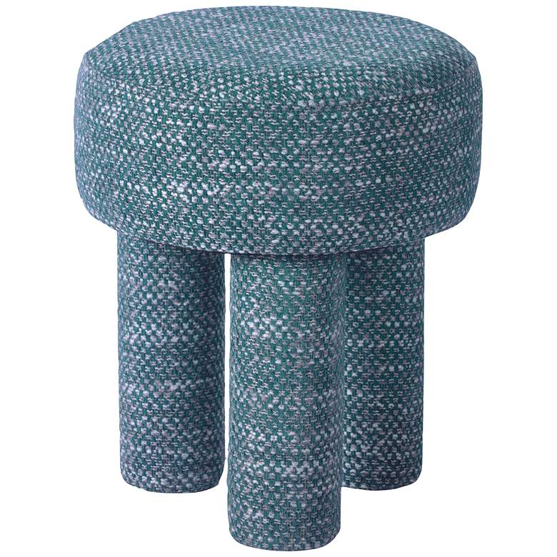 Image 1 TOV Claire 14" Wide Modern Knubby Teal Green Fabric Accent Stool