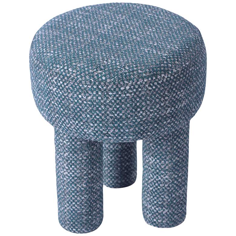 Image 4 TOV Claire 14" Wide Modern Knubby Teal Green Fabric Accent Stool more views