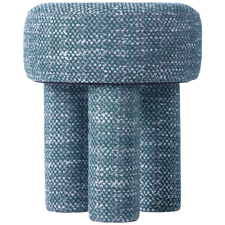 Image 5 TOV Claire 14" Wide Modern Knubby Teal Green Fabric Accent Stool more views