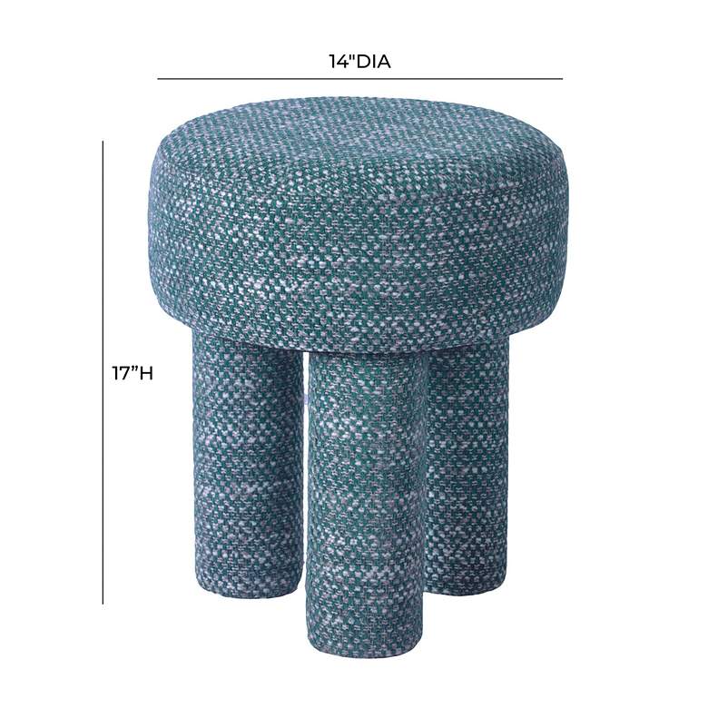 Image 6 TOV Claire 14" Wide Modern Knubby Teal Green Fabric Accent Stool more views