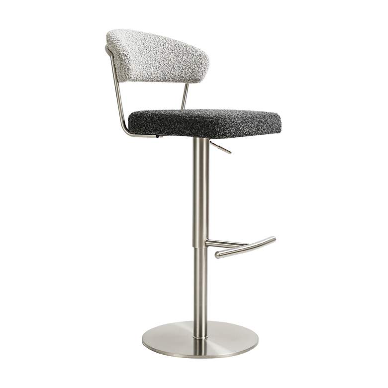Image 5 TOV Cosmo Adjustable Height Black and Gray Boucle Modern Bar Stool more views