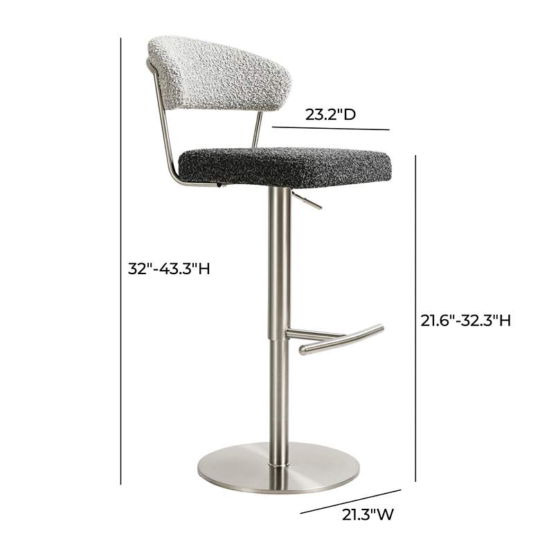 Image 6 TOV Cosmo Adjustable Height Black and Gray Boucle Modern Bar Stool more views