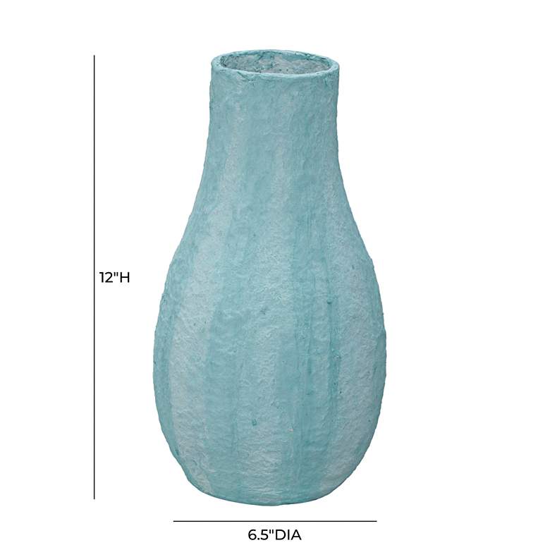 Image 5 TOV Cotton Mache 12" High Modern Cloudy Blue Decorative Vase more views