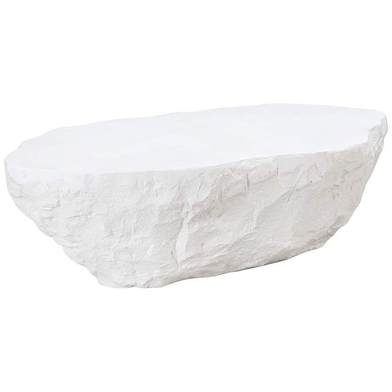 Image 3 TOV Crag 56" Wide White Concrete Modern Indoor-Outdoor Coffee Table