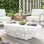 2_TOV Crag 56" Wide White Concrete Modern Indoor-Outdoor Coffee Table