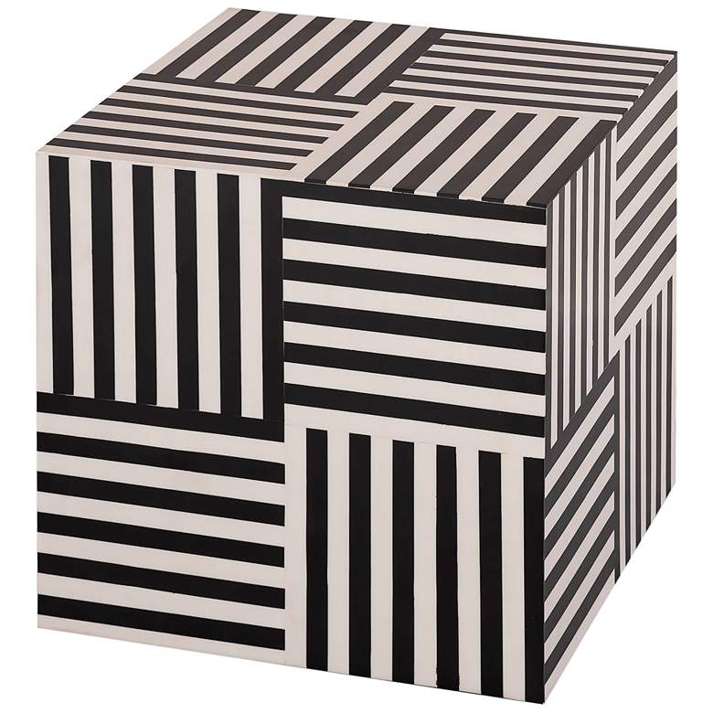 Image 5 TOV Cube 15" Wide White and Black Geometric Pattern Modern Side Table more views