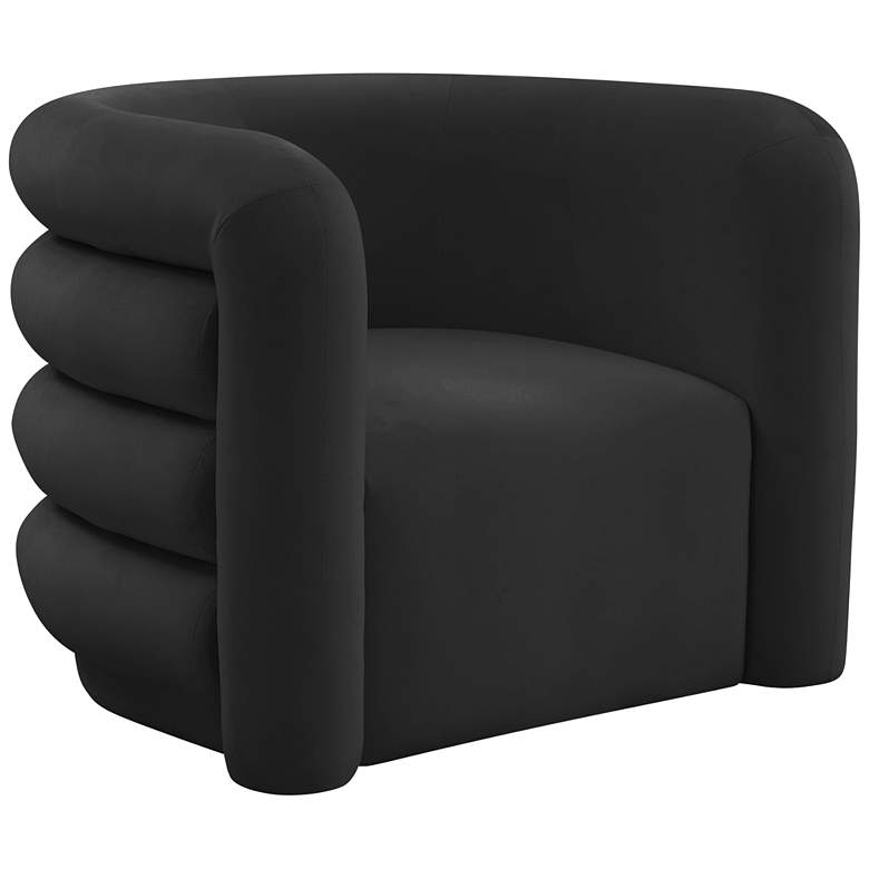 Image 3 TOV Curves 36 1/4" Black Velvet Channel-Tufted Modern Lounge Chair
