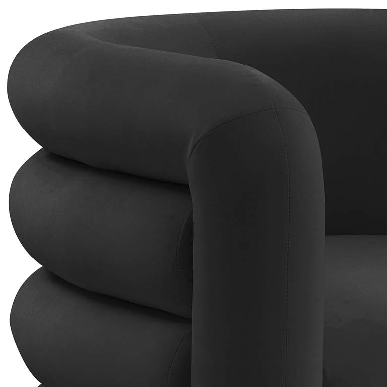 Image 5 TOV Curves 36 1/4" Black Velvet Channel-Tufted Modern Lounge Chair more views