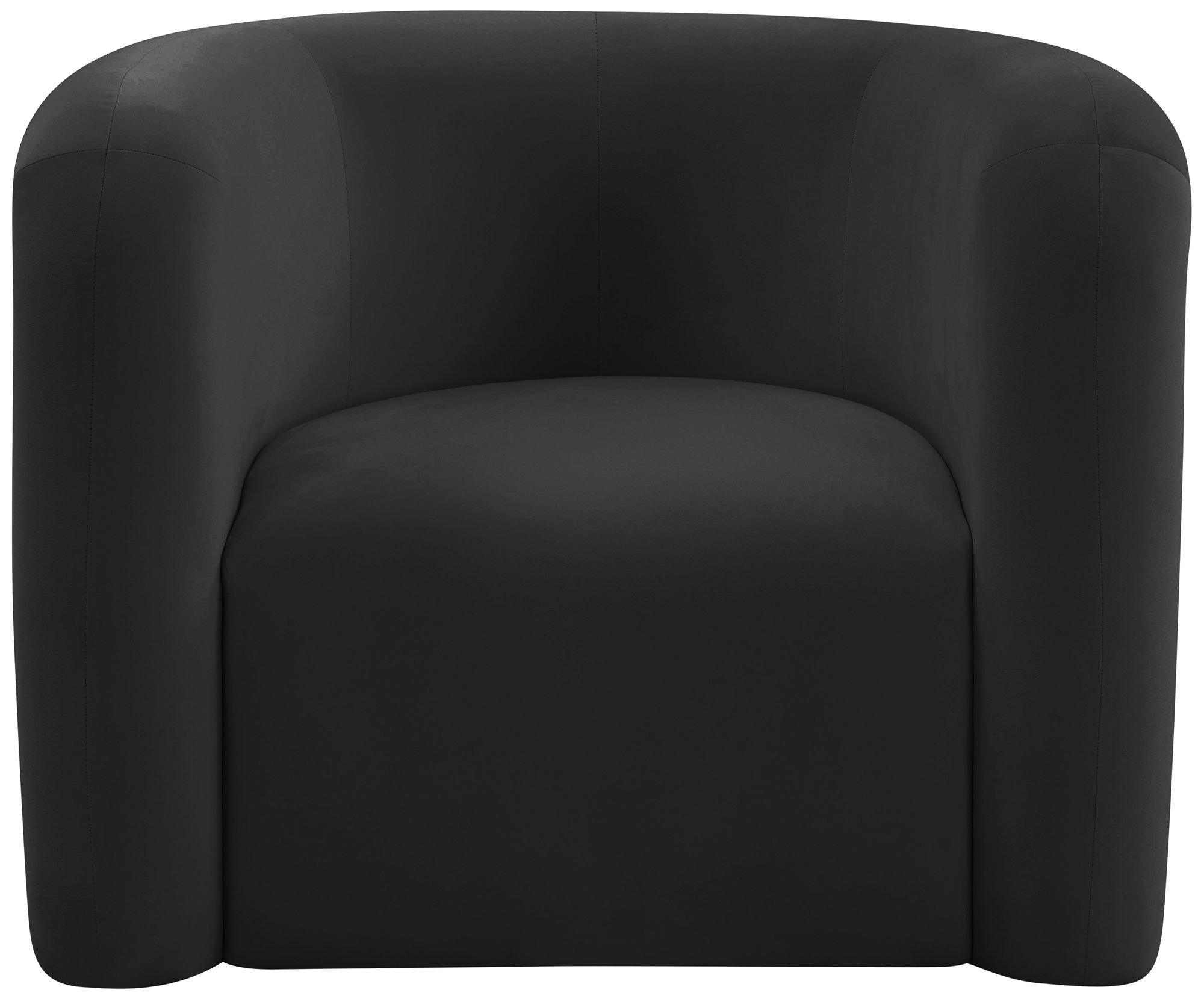 TOV Curves 36 1/4" Black Velvet Channel-Tufted Modern Lounge Chair in scene
