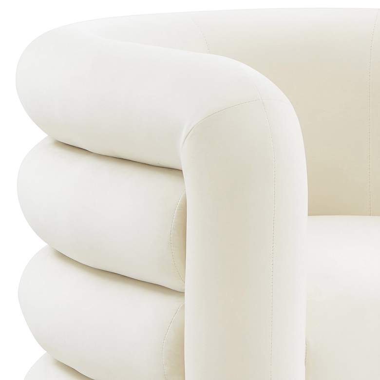 Image 5 TOV Curves 36 1/4" Wide Cream Velvet Channel-Tufted Lounge Chair more views
