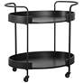 2_TOV Cyril 34 1/4" Wide Black Oak Rolling Bar Cart