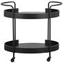 4_TOV Cyril 34 1/4" Wide Black Oak Rolling Bar Cart more views