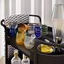 6_TOV Cyril 34 1/4" Wide Black Oak Rolling Bar Cart more views
