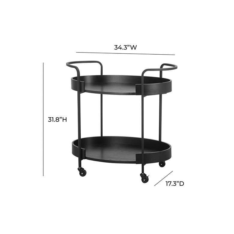 Image 7 TOV Cyril 34 1/4" Wide Black Oak Rolling Bar Cart more views