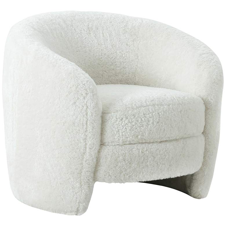 Image 2 TOV Dakota 33" Wide Luxe White Faux Shearling Modern Armchair