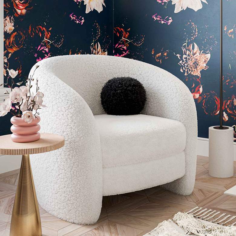 Image 1 TOV Dakota 33" Wide Luxe White Faux Shearling Modern Armchair
