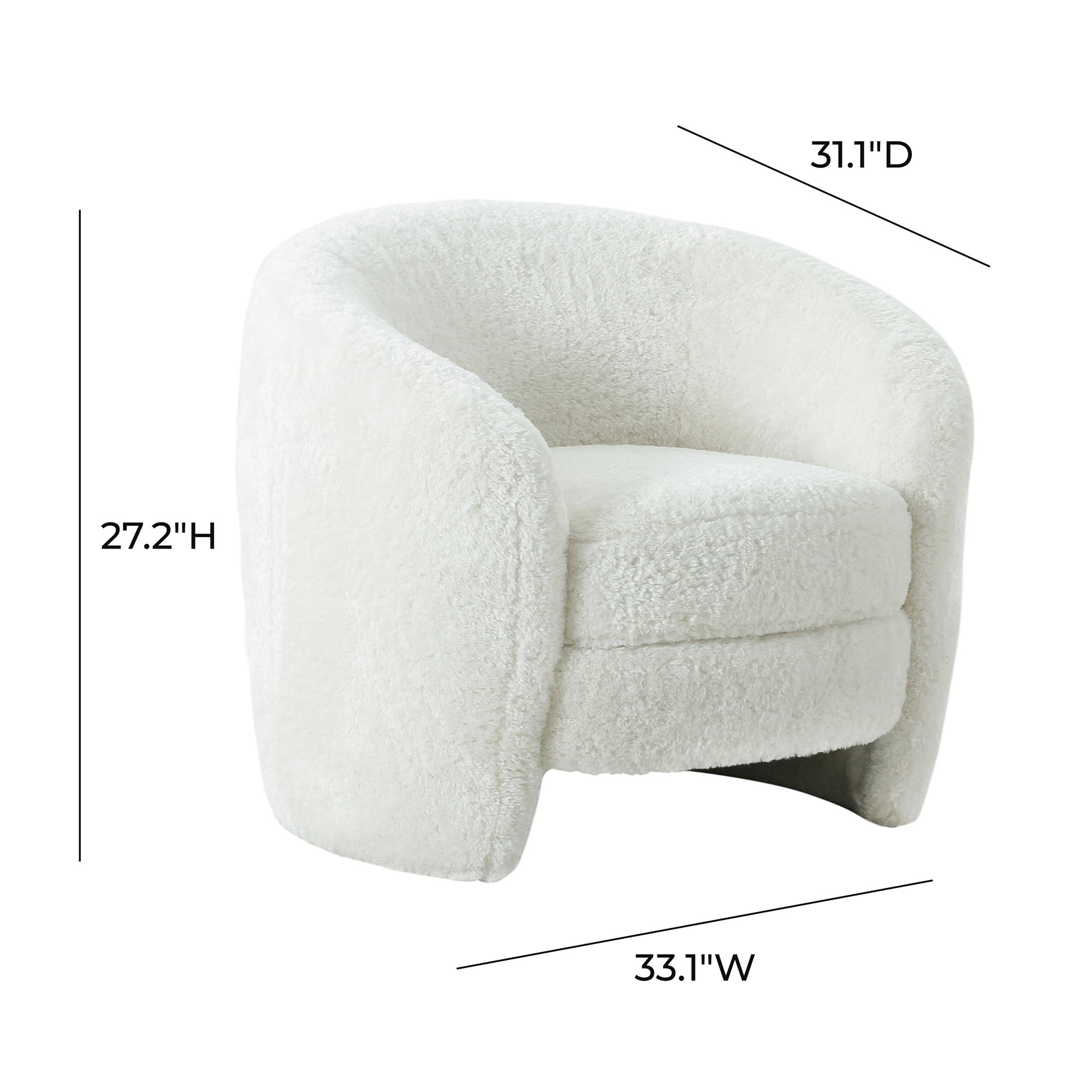 TOV Dakota 33" Wide Luxe White Faux Shearling Modern Armchair