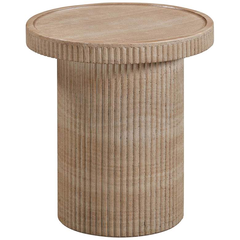 Image 2 TOV Darcy 17 3/4"W Faux Travertine Indoor-Outdoor Modern Side Table