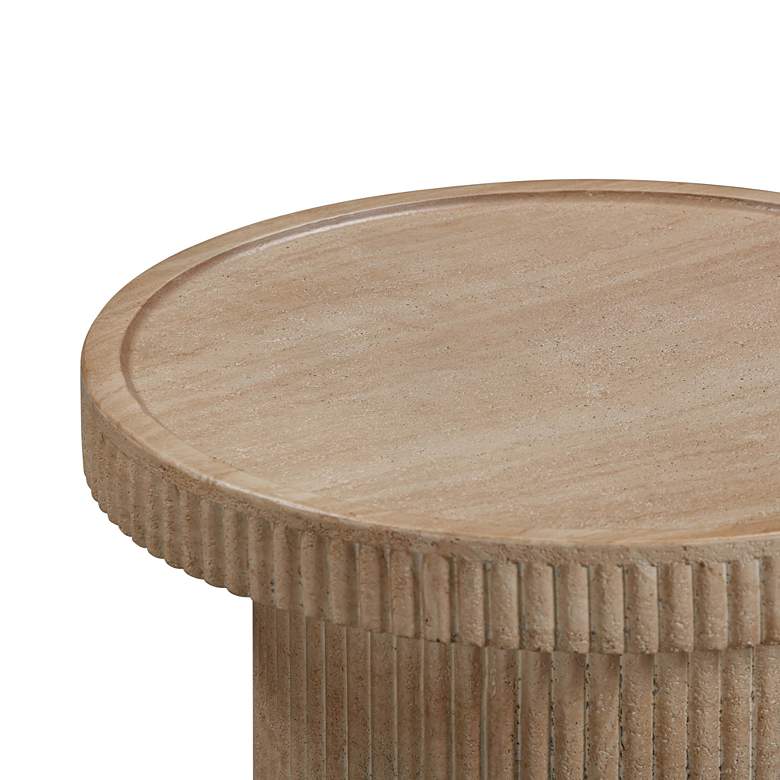 Image 3 TOV Darcy 17 3/4"W Faux Travertine Indoor-Outdoor Modern Side Table more views