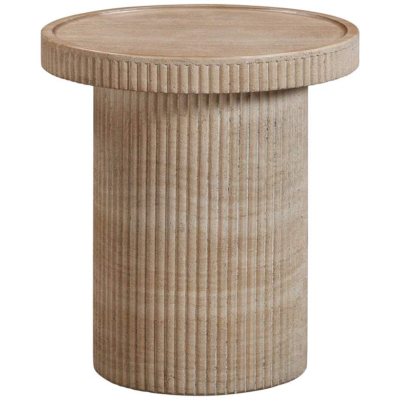 Image 5 TOV Darcy 17 3/4"W Faux Travertine Indoor-Outdoor Modern Side Table more views