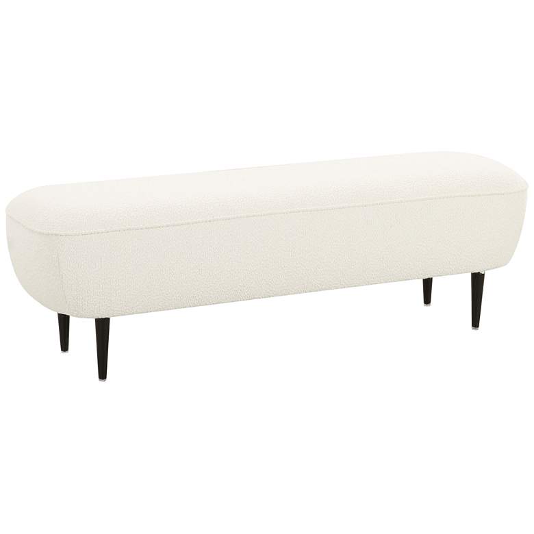 Image 1 TOV Denise 50 3/4" Wide Cream White Boucle Fabric Modern Bench