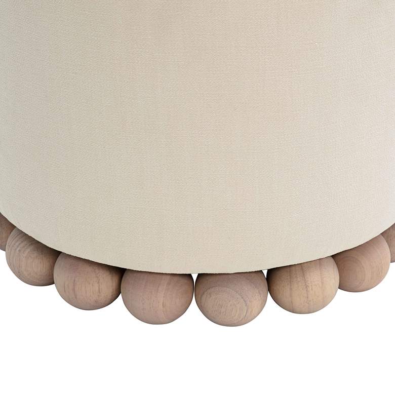 Image 4 TOV Dex 15 3/4" Wide Cream Upcycled Fabric Modern Round Ottoman more views
