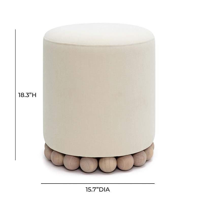 Image 7 TOV Dex 15 3/4" Wide Cream Upcycled Fabric Modern Round Ottoman more views