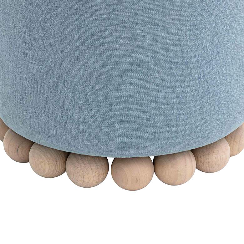 Image 4 TOV Dex 15 3/4" Wide Faded Blue Upcycled Fabric Round Ottoman more views