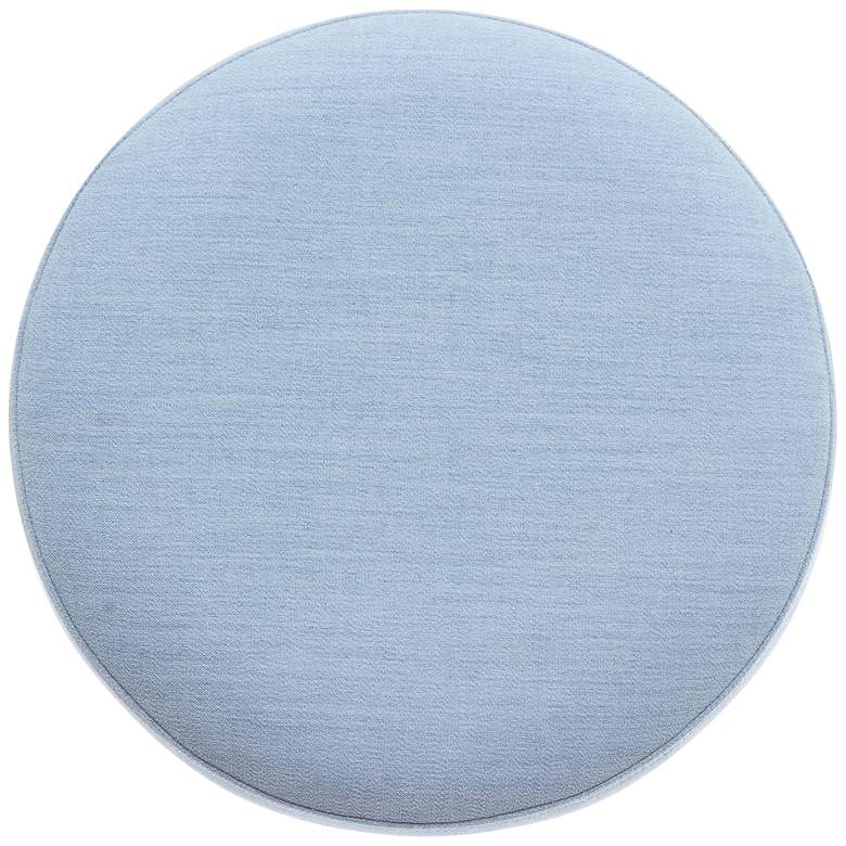 Image 5 TOV Dex 15 3/4" Wide Faded Blue Upcycled Fabric Round Ottoman more views