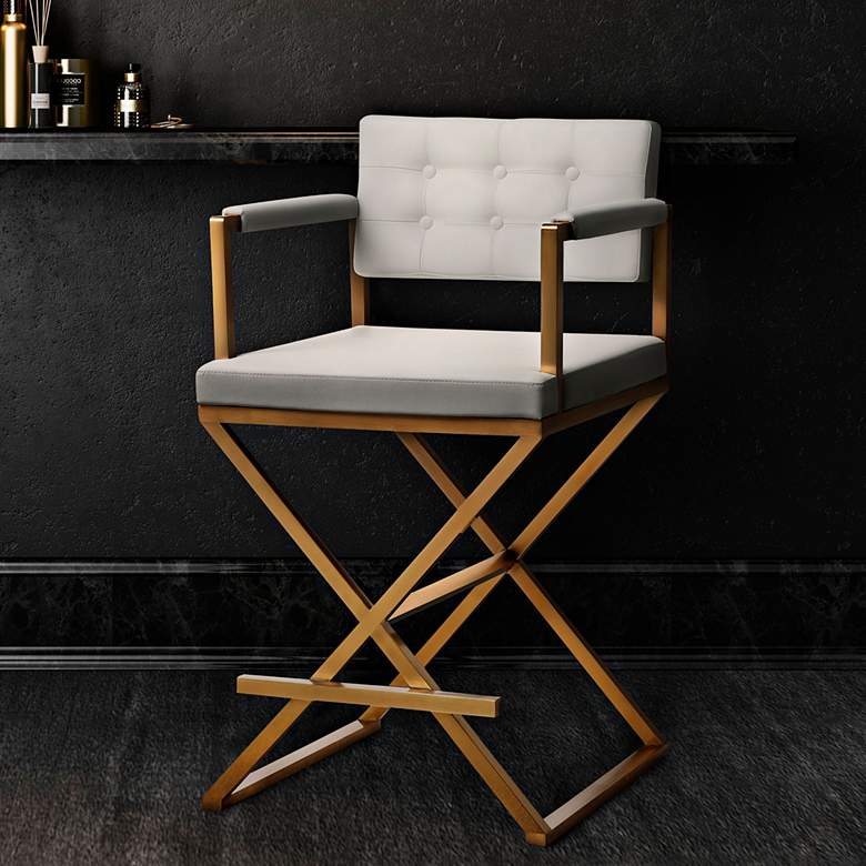 Image 1 TOV Director 21 1/2" Wide White Vegan Leather Director's Chair