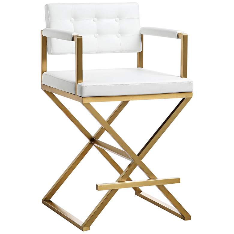 Image 1 TOV Director 26" White Vegan Leather Modern Counter Stool