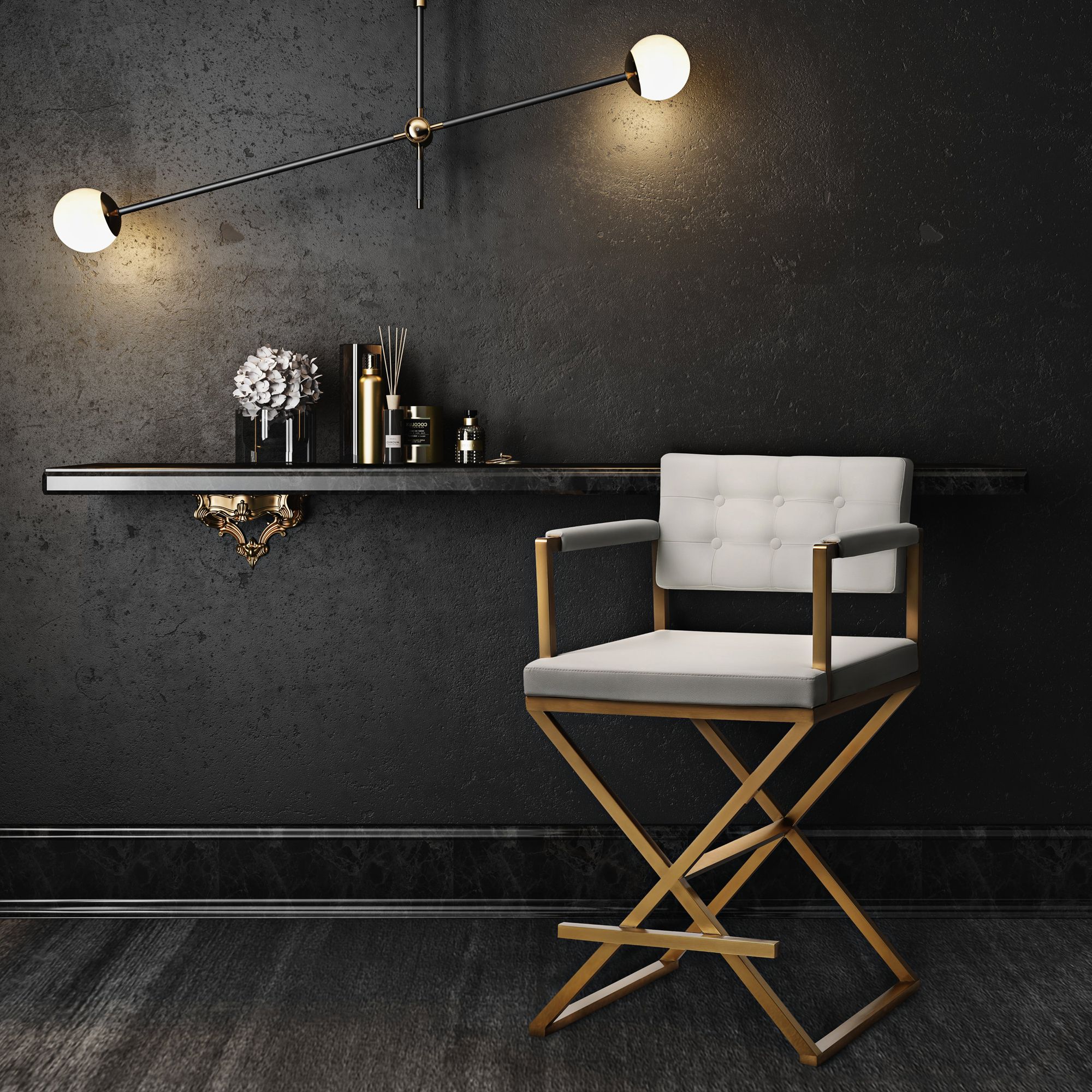TOV Director 26" White Vegan Leather Modern Counter Stool