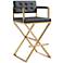 TOV Director 30" Modern Black Vegan Leather Chair Bar Stool