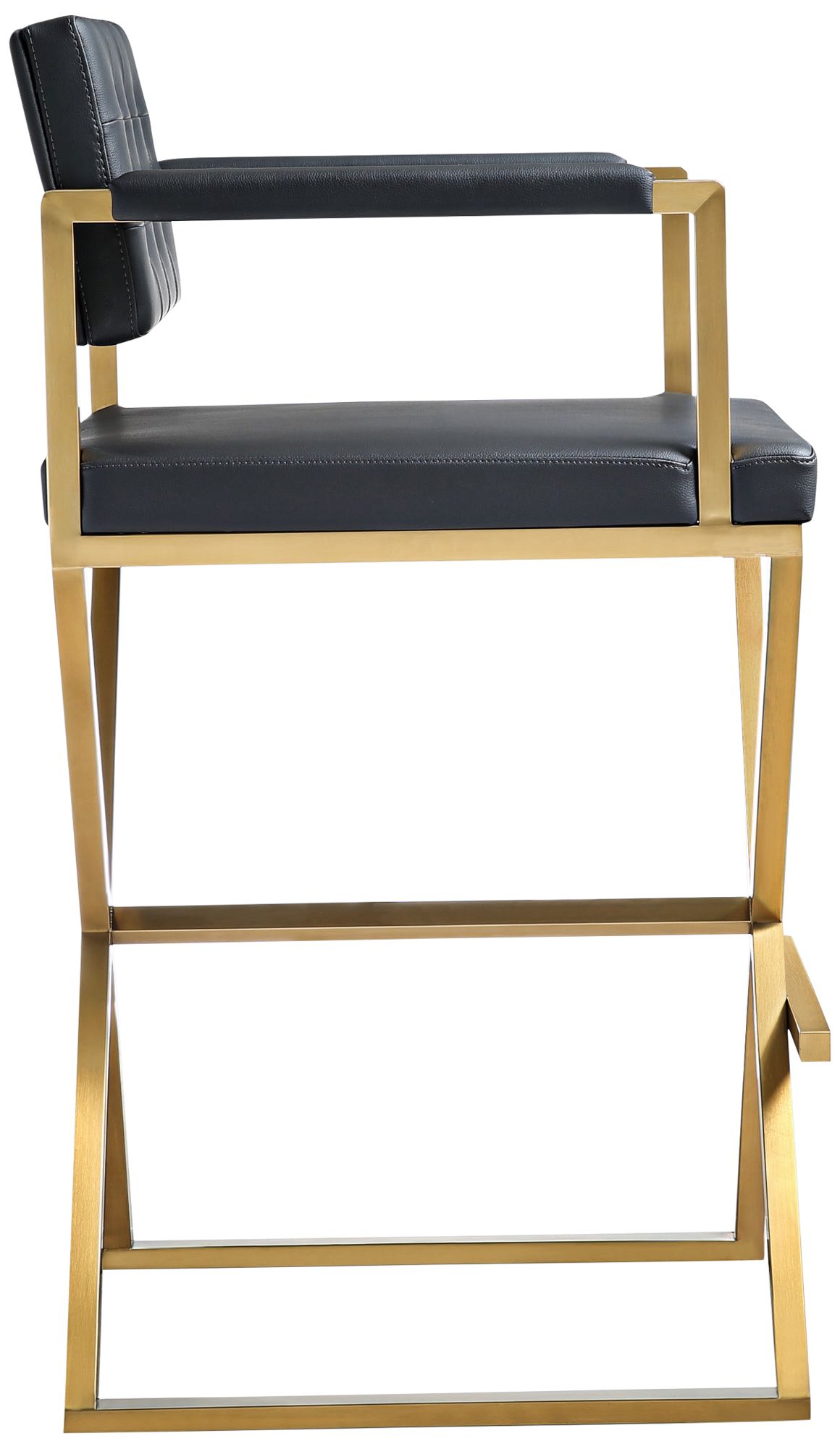 Image 4 TOV Director 30" Modern Black Vegan Leather Chair Bar Stool more views