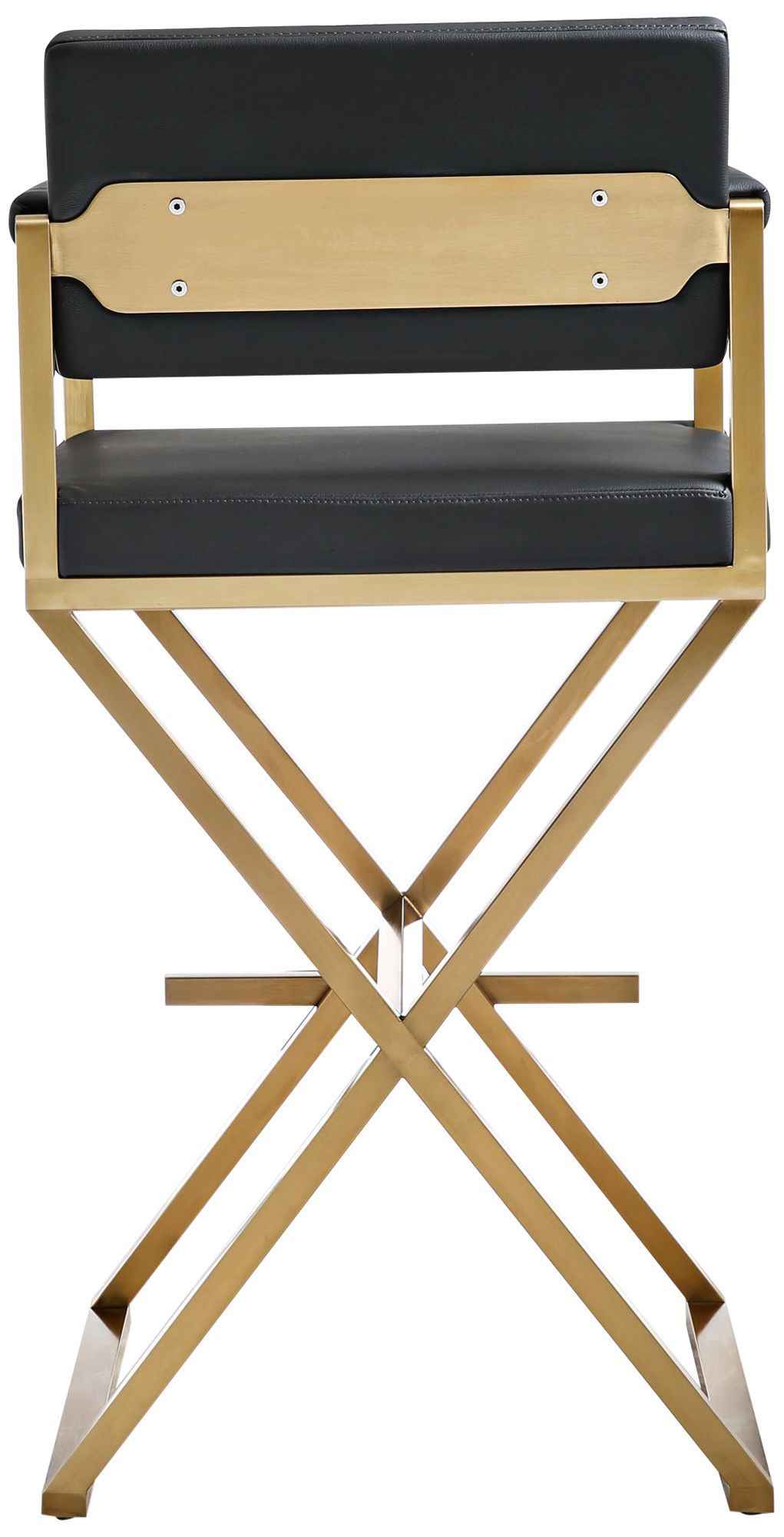 Image 5 TOV Director 30" Modern Black Vegan Leather Chair Bar Stool more views