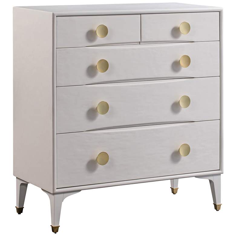 Image 1 TOV Divine 38" Wide White 5-Drawer Wood Accent Chest