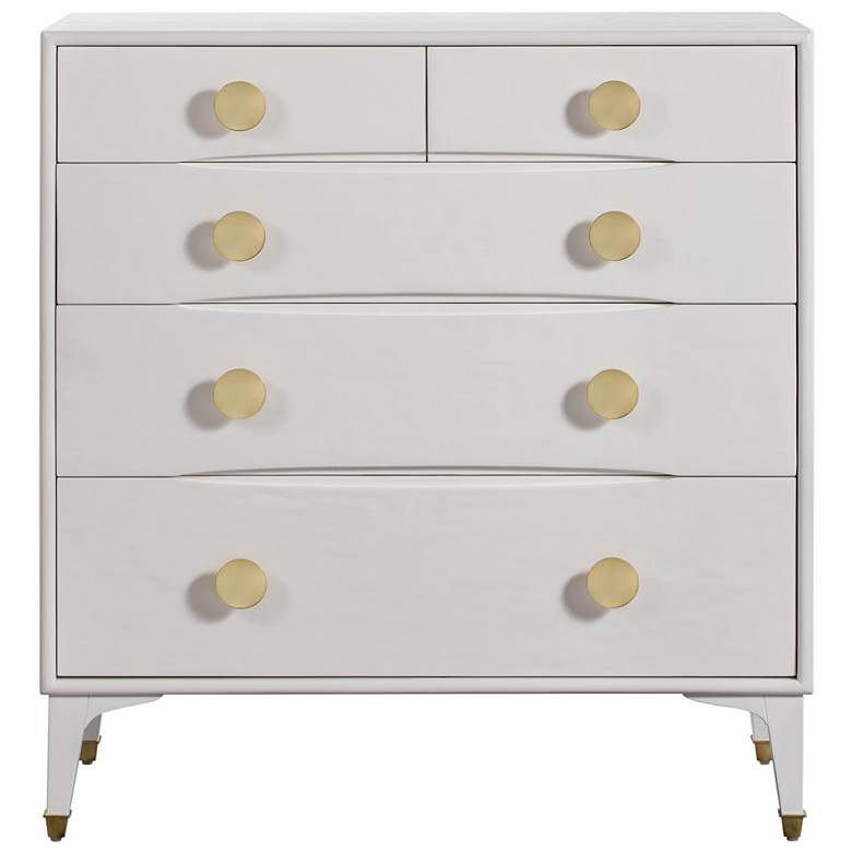 Image 7 TOV Divine 38" Wide White 5-Drawer Wood Accent Chest more views