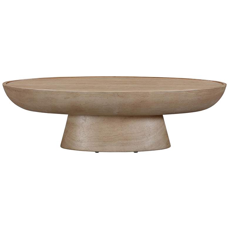 Image 5 TOV Eclipse 47 1/4" Wide Faux Travertine Indoor-Outdoor Coffee Table more views