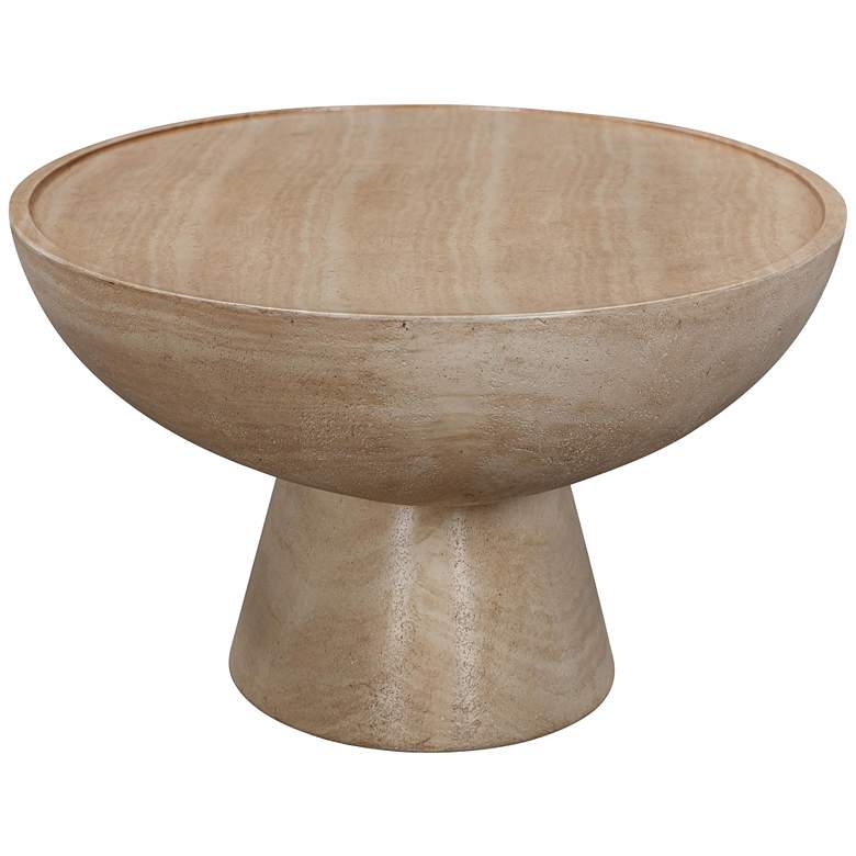 Image 6 TOV Eclipse 47 1/4" Wide Faux Travertine Indoor-Outdoor Coffee Table more views